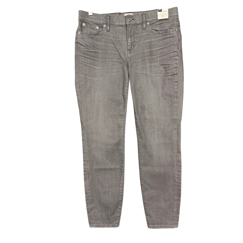 J Crew Jeans Women 32 Gray Toothpick Skinny Cropped Cotton‎ Stretch 34x28 NWT